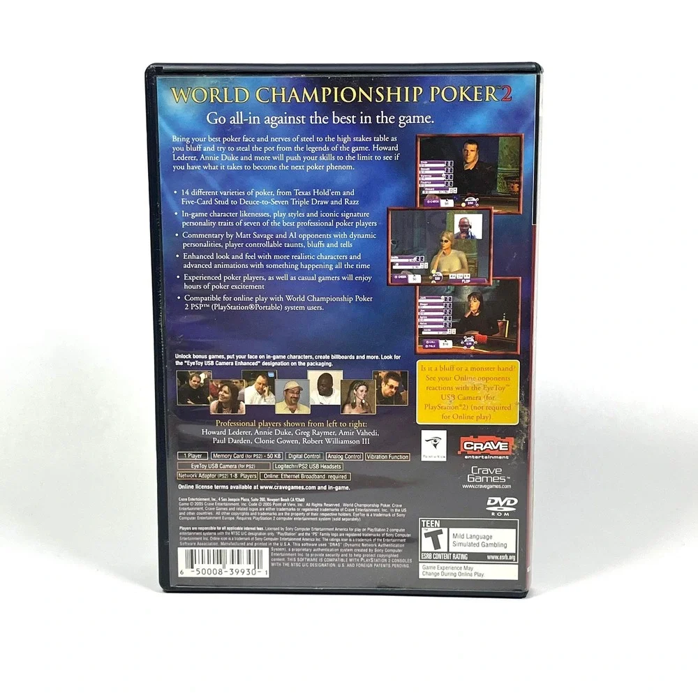 World Championship Poker 2 PS2 Complete CIB Tested Howard Lederer Poker Game
